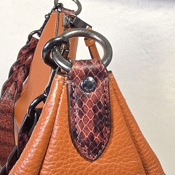 Coach Jules Hobo SUNSET Pebble Leather Snake Embossed Straps Purse Crossb CC756 - Picture 15 of 16
